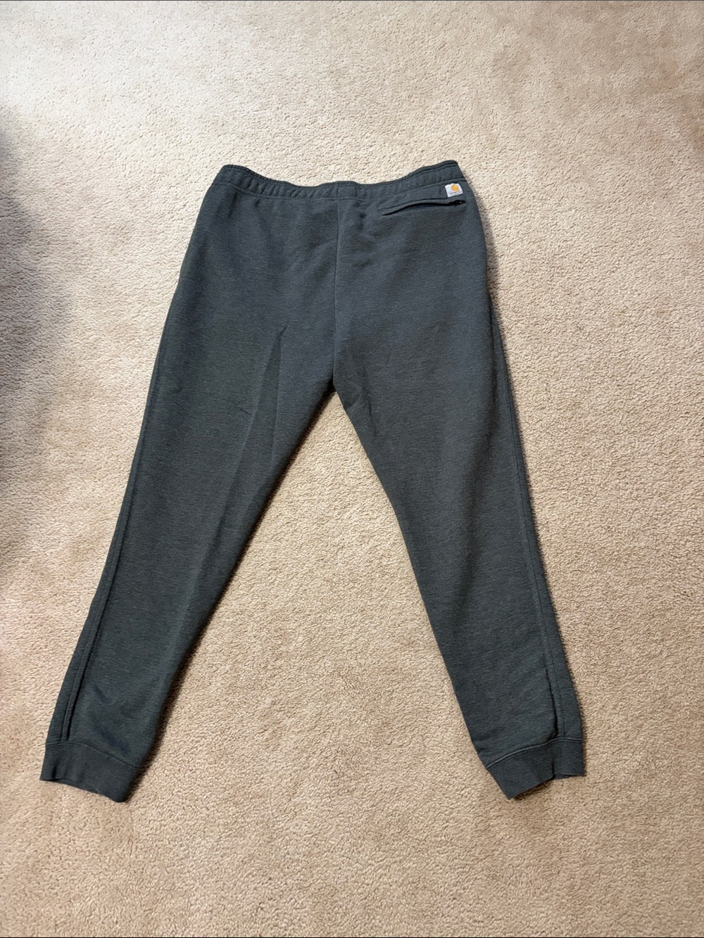 Carhartt Men’s  Relaxed Fit Charcoal Joggers with Neon Yellow Logo Down Leg - Picture 4 of 6